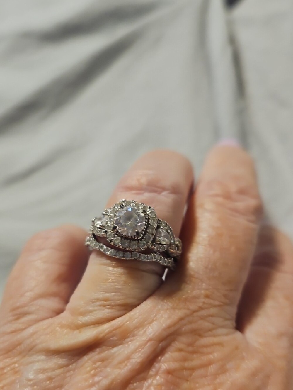 Halo Engagement Ring Set - Silver - Picture 7 of 7
